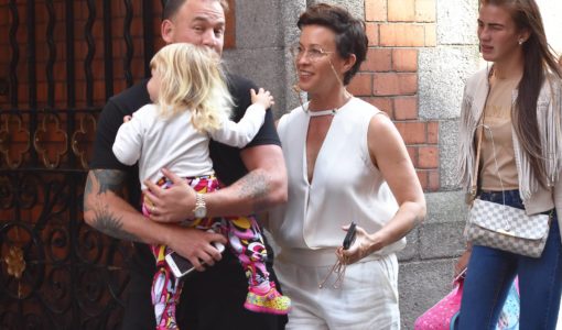 Alanis Morissette & Family Walking in Dublin City